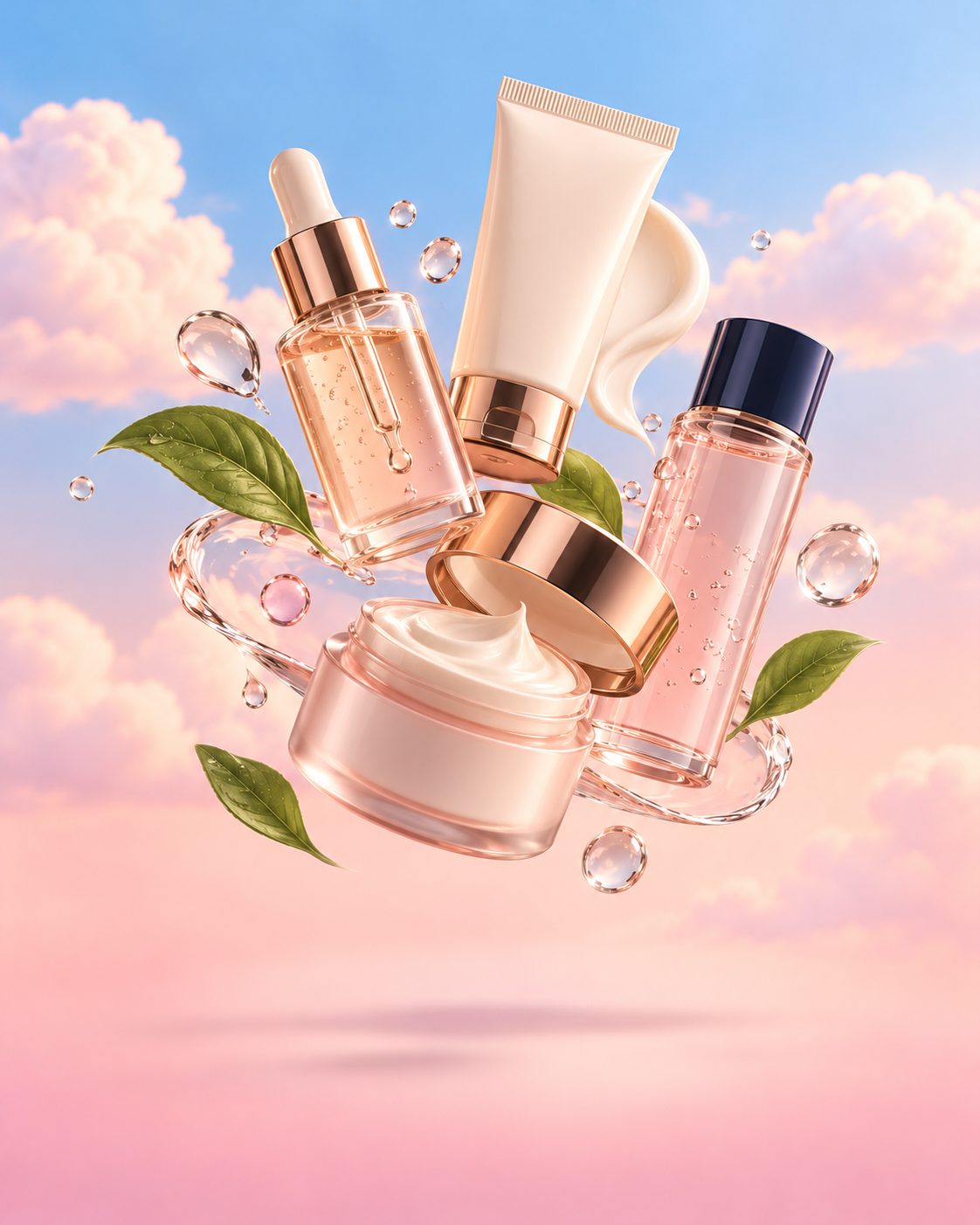 Skincare products illustrated